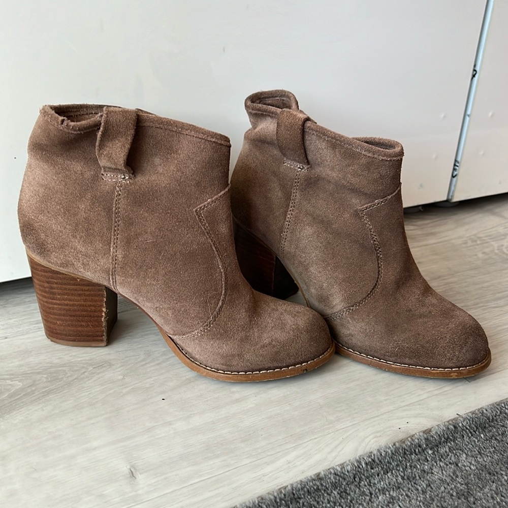 Brown suede booties